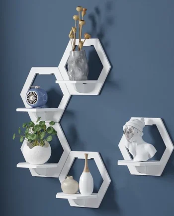 AOS Ins style Wall shelf, flower rack, creative decoration phone display Round Square Hexagon storage/Rak dinding