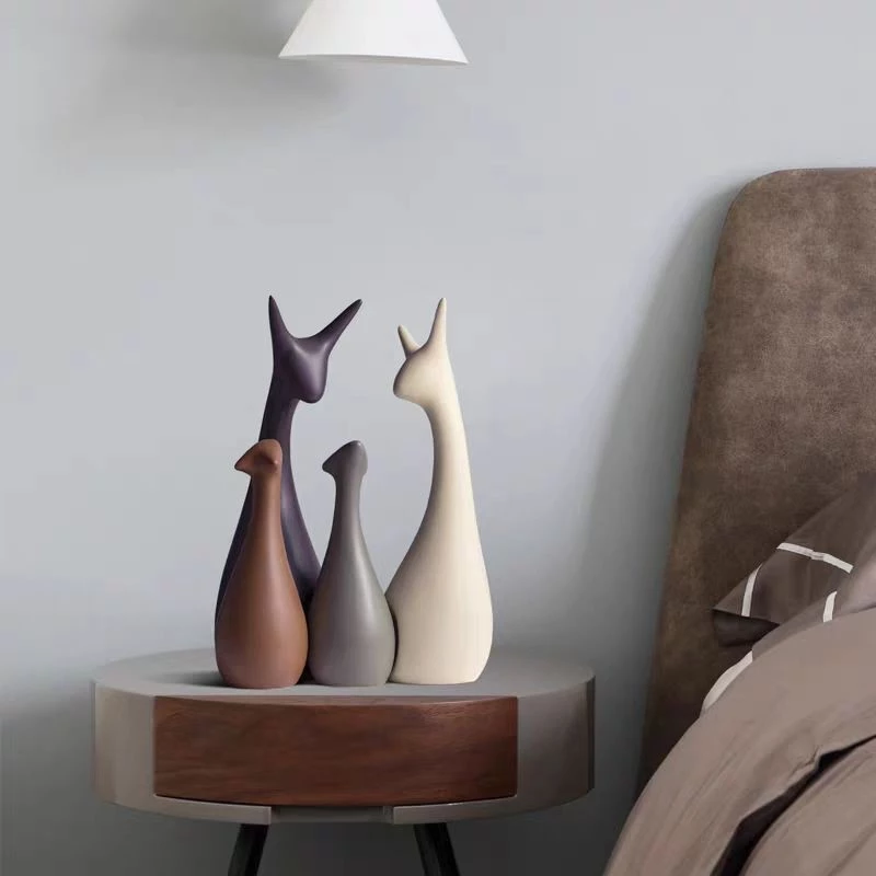 Premium Quality Home Deco Living Room Decoration Ceramic Craft Deer Ceramic Cat Coral Tree Elephant