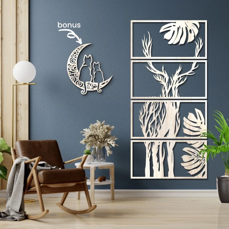 Aesthetic wooden wall decorations, living room wall decorations, aesthetic wall displays
