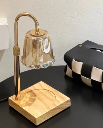 Candle Warmer with Timer and Dimmer Table Lamp Bedside Lamp Elegant Gold-Plated Flower Decor for Wedding and Holiday Gift