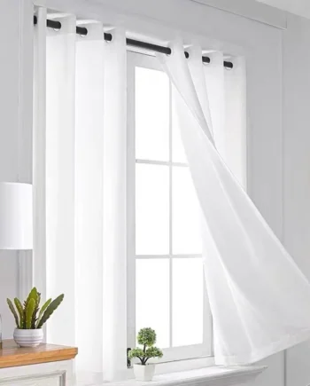 Lovhome White Sheer Curtain Langsir Tingkap Murah Langsir Putih with Ring Ready Made