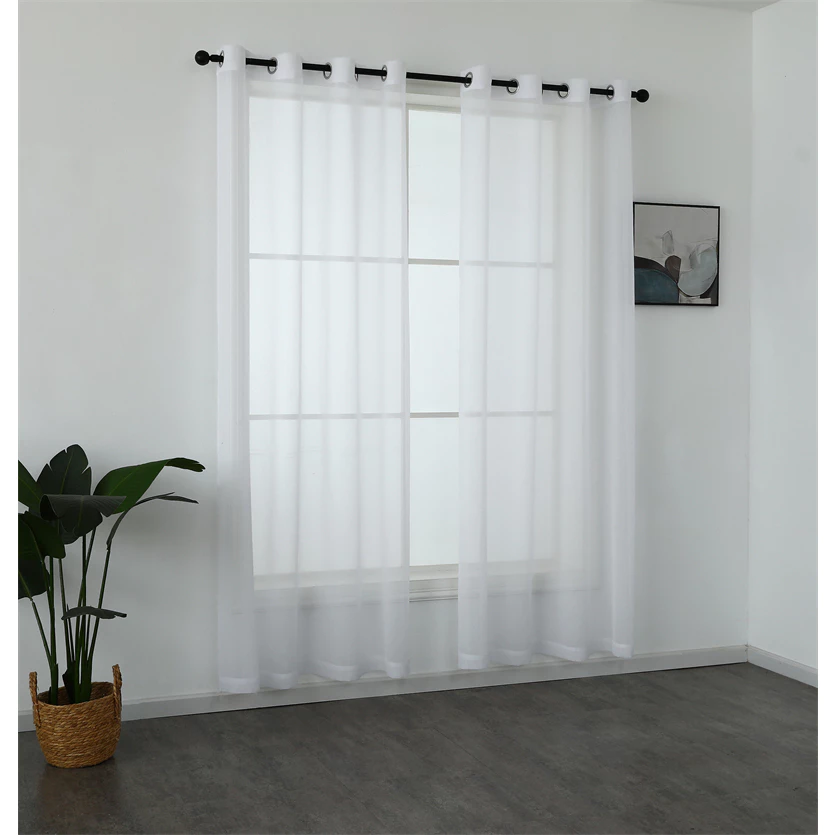 Lovhome White Sheer Curtain Langsir Tingkap Murah Langsir Putih with Ring Ready Made