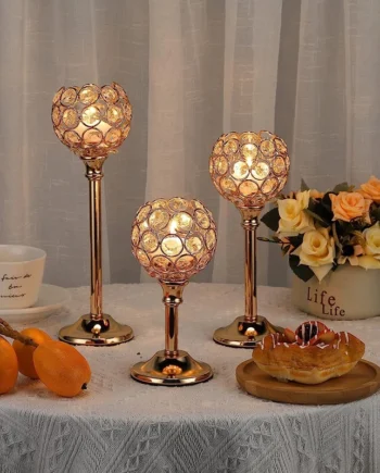 Candle Holder Nordic Home & Room Decoration Crystal candle holder gold Wedding Decoration Party couples date Decor1