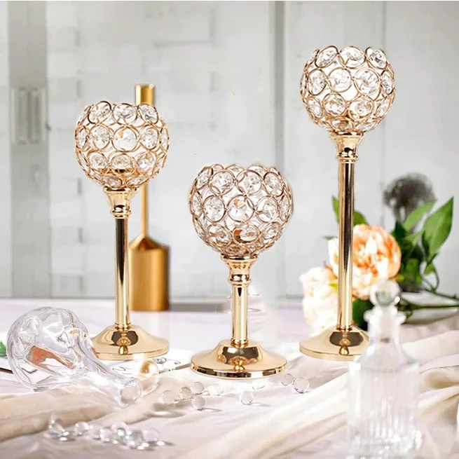 Candle Holder Nordic Home & Room Decoration Crystal candle holder gold Wedding Decoration Party couples date Decor1