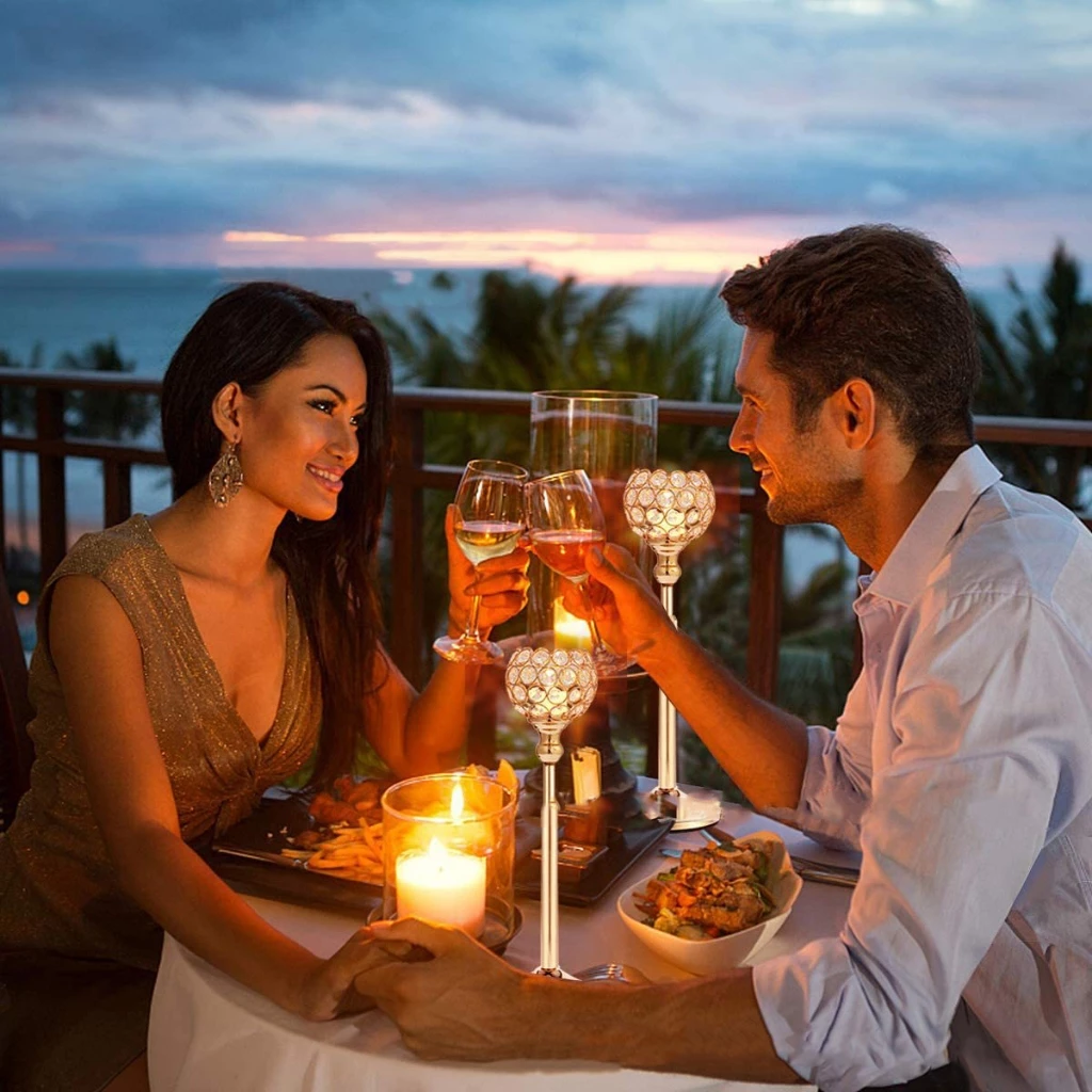 Candle Holder Nordic Home & Room Decoration Crystal candle holder gold Wedding Decoration Party couples date Decor1