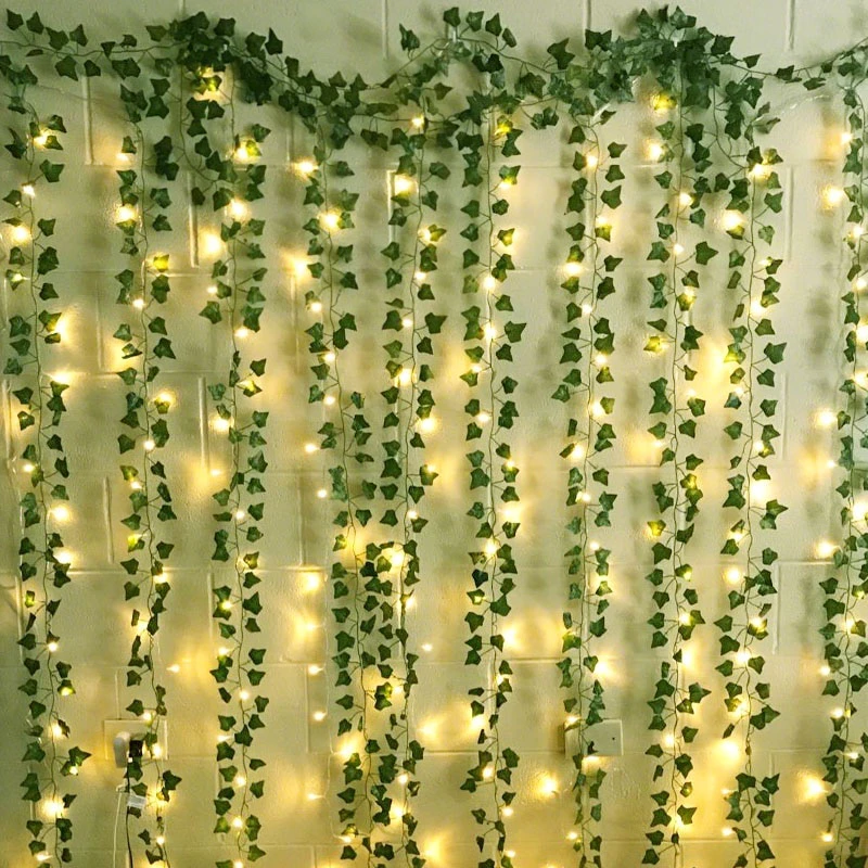 6/12PCS 2.3M Ivy Artificial flower vine Green Leaf Plants Fake Foliage Home Decor Plastic Rattan Garden Wall Wedding