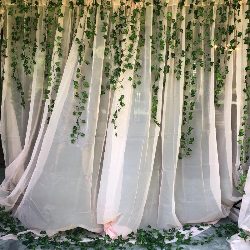 6/12PCS 2.3M Ivy Artificial flower vine Green Leaf Plants Fake Foliage Home Decor Plastic Rattan Garden Wall Wedding