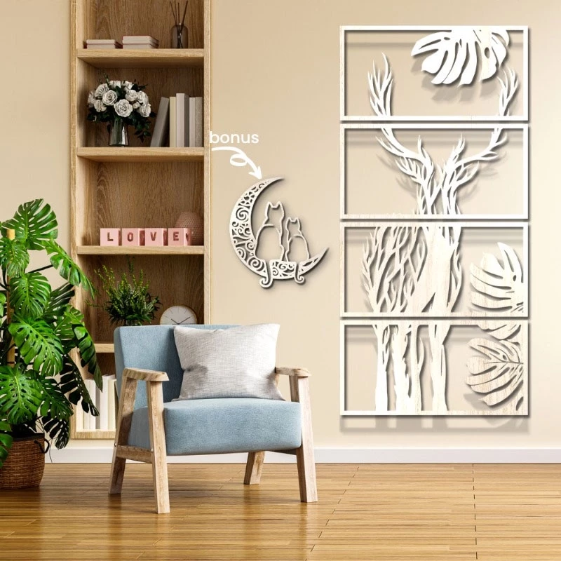 Aesthetic wooden wall decorations, living room wall decorations, aesthetic wall displays