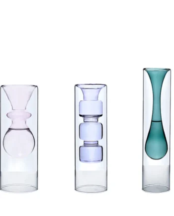 Ins European Simple Colored Glass Creative Double-Layer Glass Transparent Vase Desktop Decoration Hydroponic Flower Container